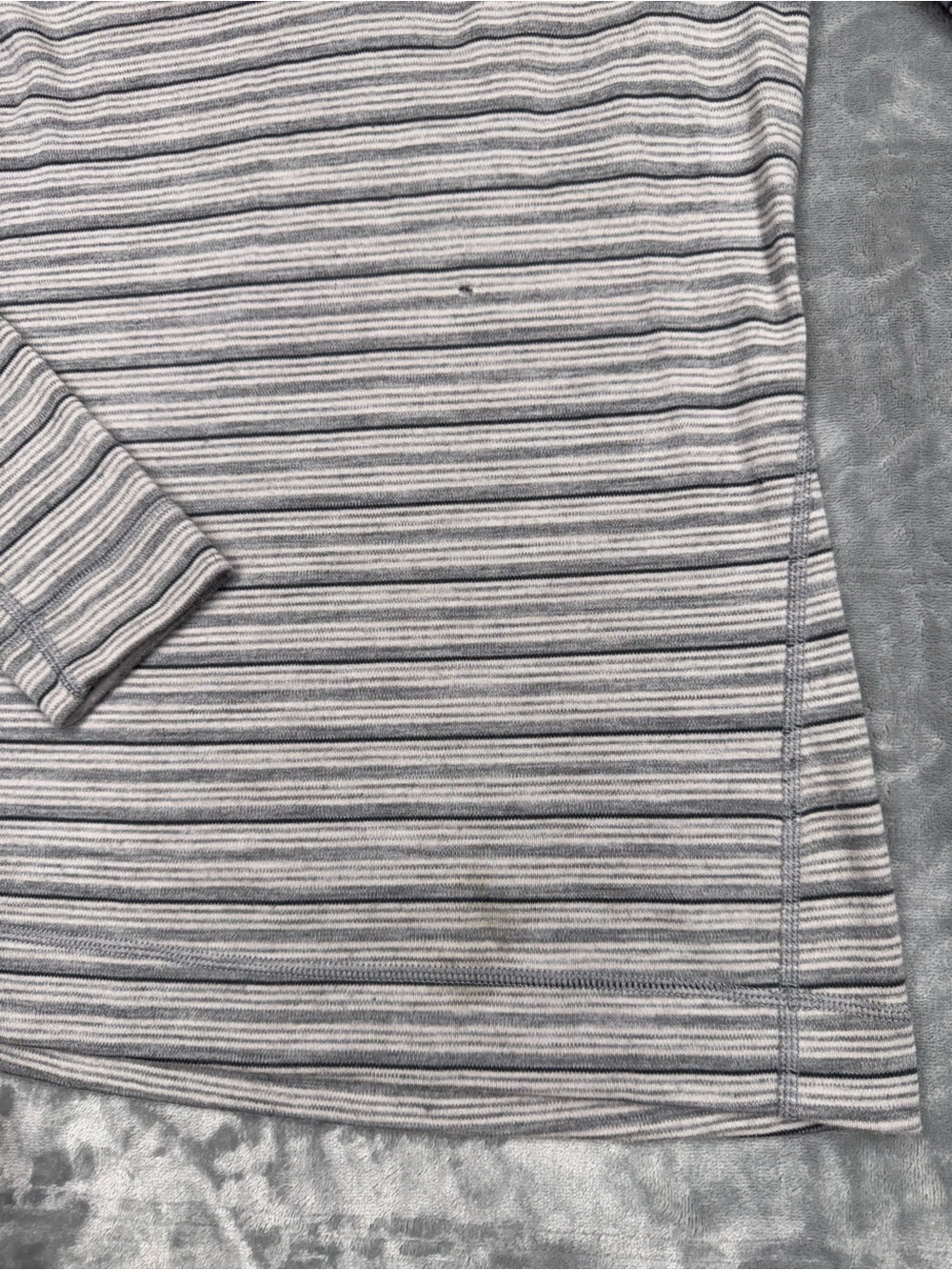 Smartwool Gray Striped Quarter Zip Sweater with Yellow Trim - Picture 7 of 8
